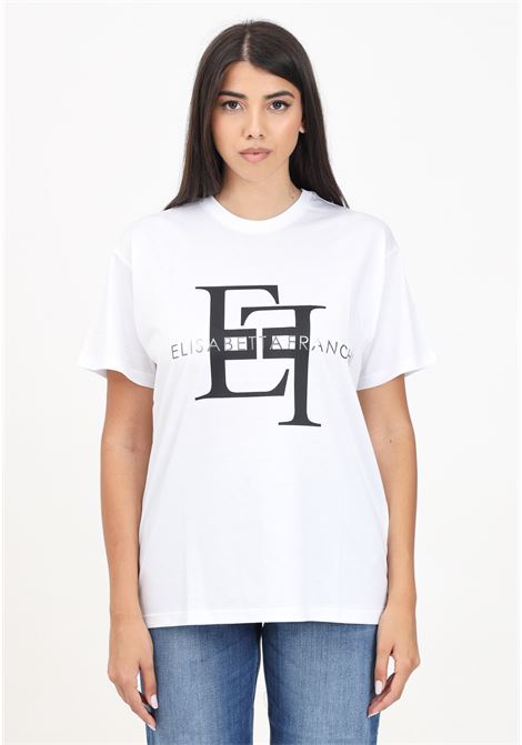 White short-sleeved women's t-shirt in jersey with maxi logo ELISABETTA FRANCHI | MA54N46E2392